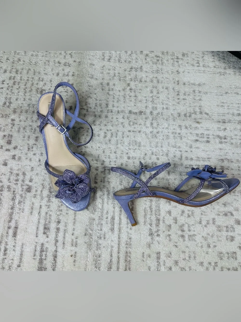 Alex Marie Blue Floral Embellished Strappy Sandals